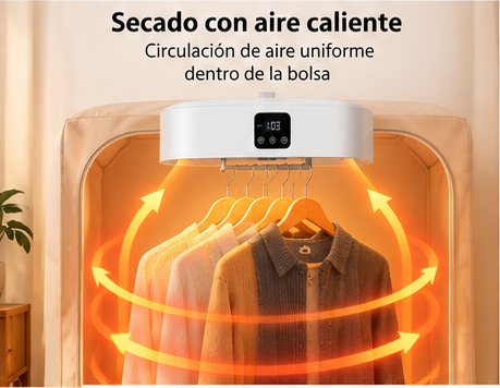 Secadora portátil 600W con circulación de aire caliente dentro de la bolsa de secado